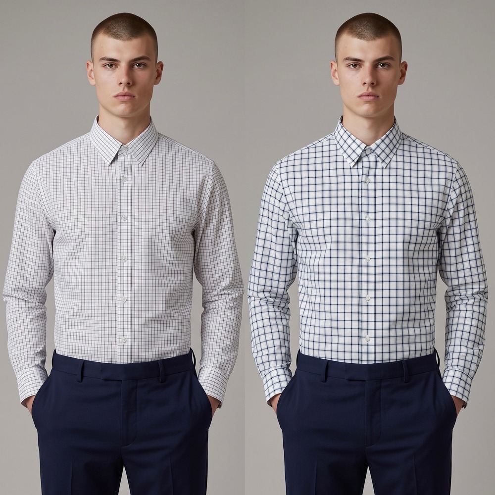 Bonobos Dress Shirts Mens XXL White Blue Burgundy New Slim Fit Grid 2-Pack